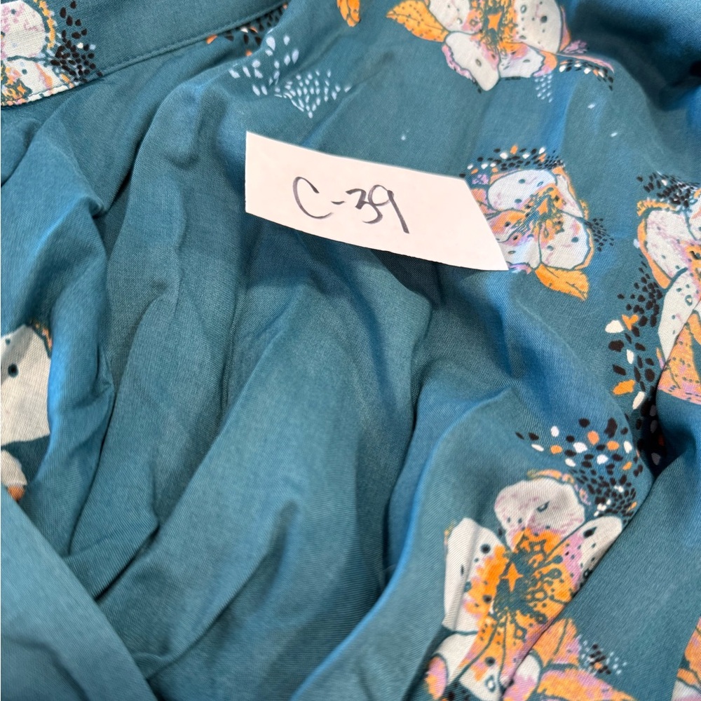Free People teal floral boho top dolman long sleeve SZ XS - Picture 13 of 14